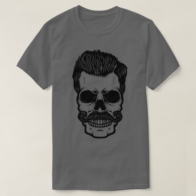 moustache Skeleton Style Funny Barber Design quote T-Shirt (Design Front)