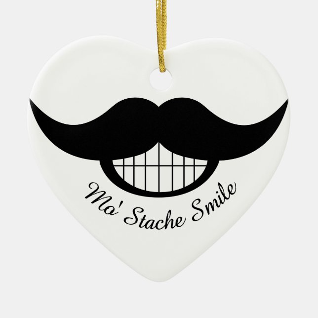 Moustache Smile Ceramic Tree Decoration (Front)