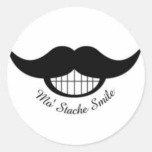 Moustache Smile Classic Round Sticker