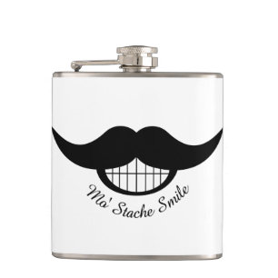 Moustache Smile Hip Flask