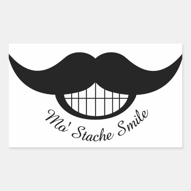 Moustache Smile Rectangular Sticker (Front)