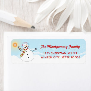 Moustache Snowman Christmas Holiday Address Labels