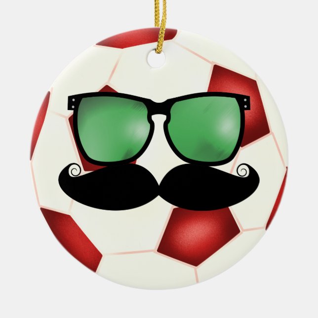 Moustache Soccer Ball Ornament (Front)
