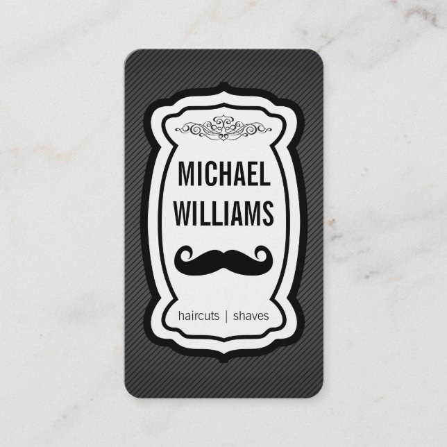 Moustache / Stripes (black) Business Card (Front)