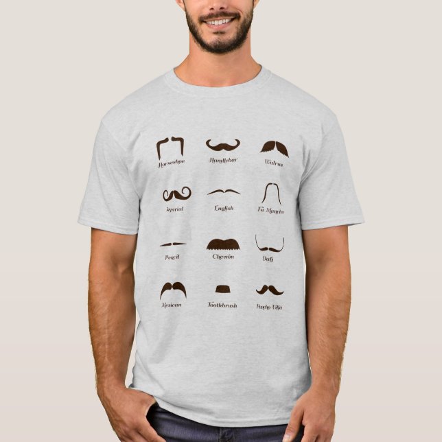 Moustache Style Identification Chart T-Shirt (Front)