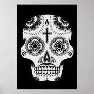 Moustache sugar skull poster