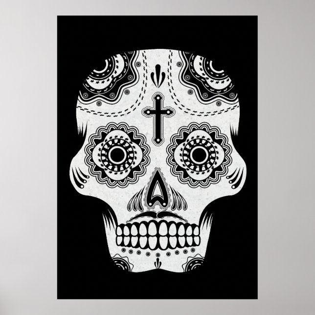 Moustache sugar skull poster (Front)