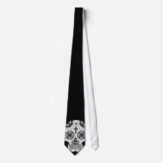 Moustache sugar skull tie