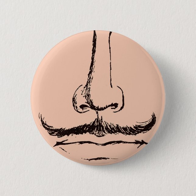 Moustache Surrealist Pinback 6 Cm Round Badge (Front)
