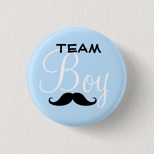 Moustache Team Boy Baby Shower 3 Cm Round Badge (Front)