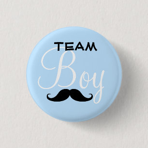 Moustache Team Boy Baby Shower 3 Cm Round Badge