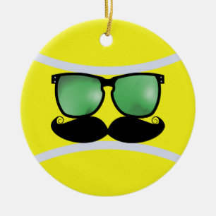 Moustache Tennis Ball Ornament