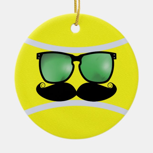 Moustache Tennis Ball Ornament (Front)