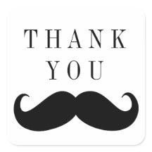 Moustache Thank You Sticker