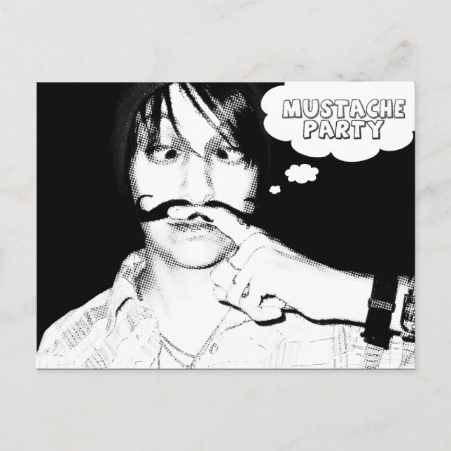 moustache theme party : comic staches invitation postcard (Front)