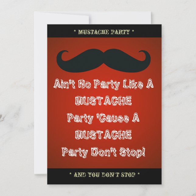 Moustache Theme Party Custom Invitation (Front)