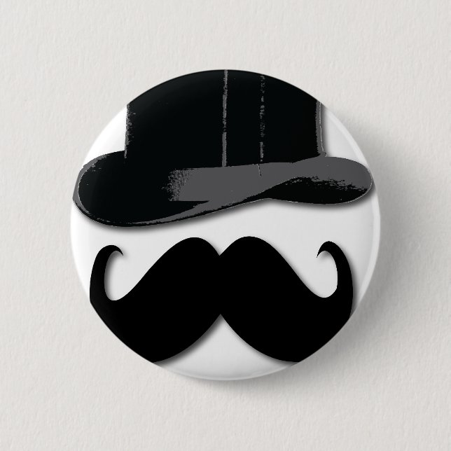 moustache, top hat, bow tie and pearls 6 cm round badge (Front)
