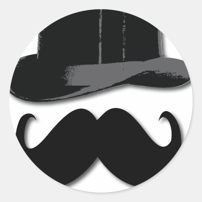 moustache, top hat, bow tie and pearls classic round sticker (Front)