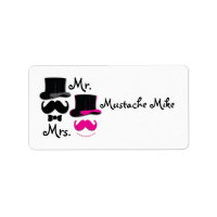 Moustache , top hat,bow tie and pearls label