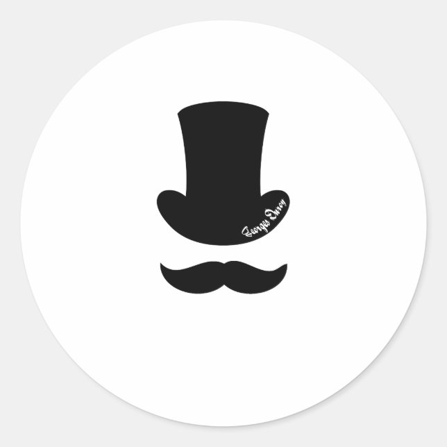 Moustache top hat classic round sticker (Front)