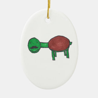 Moustache Turtle Ceramic Tree Decoration