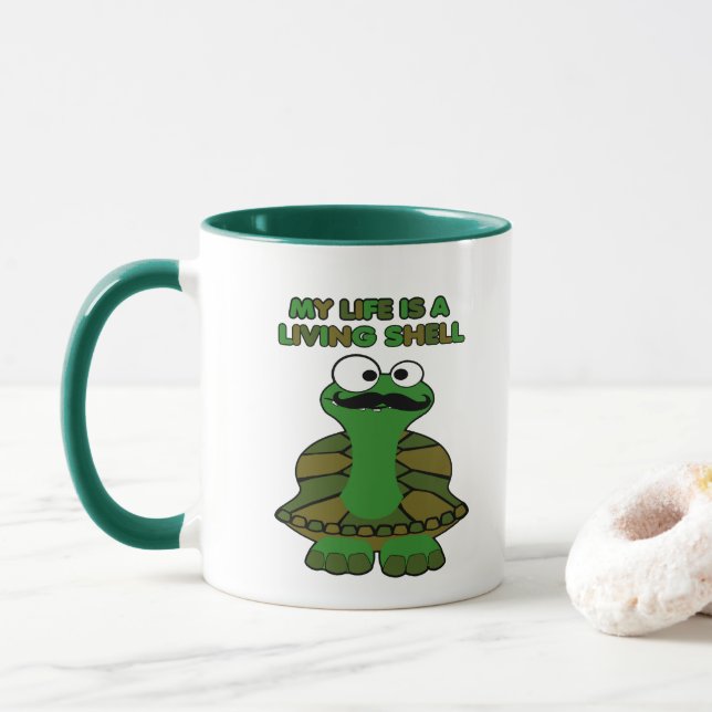 Moustache Turtle Living Shell Mug (With Donut)