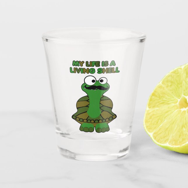 Moustache Turtle Living Shell Shot Glass (Front)