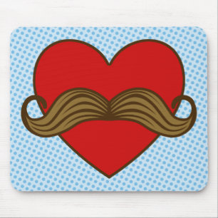 Moustache Valentine Heart Mouse Mat