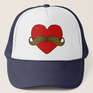 Moustache Valentine Heart Trucker Hat