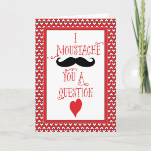 Moustache Valentine’s Day, Red Hearts Holiday Card