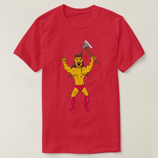 Moustache Warrior with Axe 2 T-Shirt (Design Front)