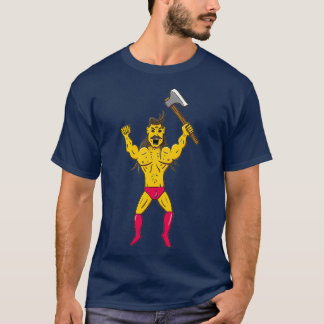 Moustache Warrior with Axe T-Shirt