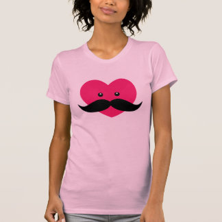 Moustache with cute pink heart T-Shirt