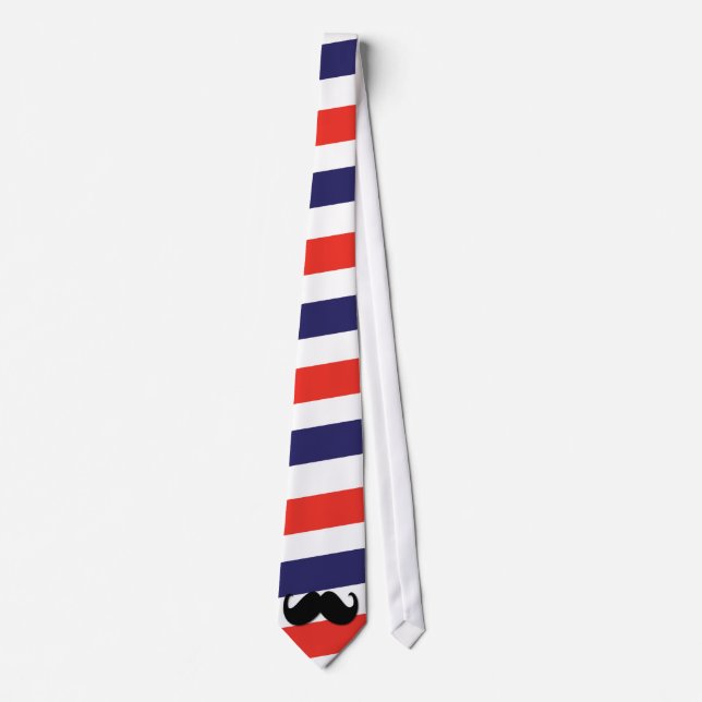 Moustache with red, white and blue stripes tie (Front)