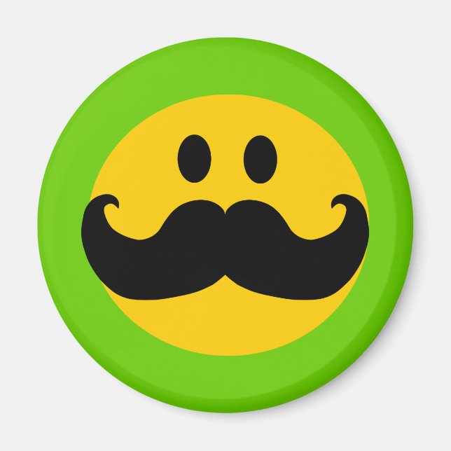Moustache Yellow Happy Face Magnet (Front)