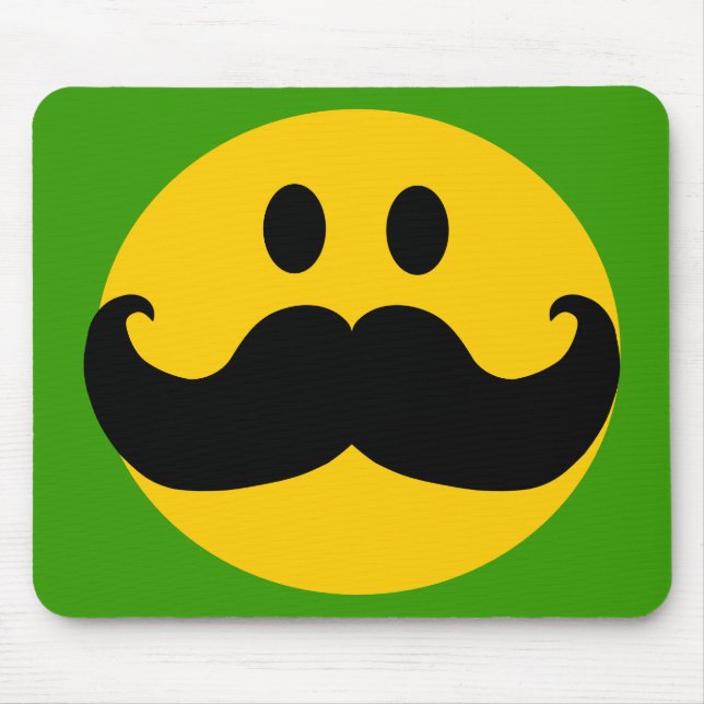 Moustache Yellow Happy Face Mouse Mat (Front)