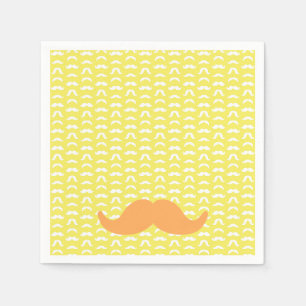 Moustache Yellow Orange Hipster Trendy Retro Fun Napkin