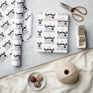 Moustache You A Question Humour Father's Day Wrapping Paper
