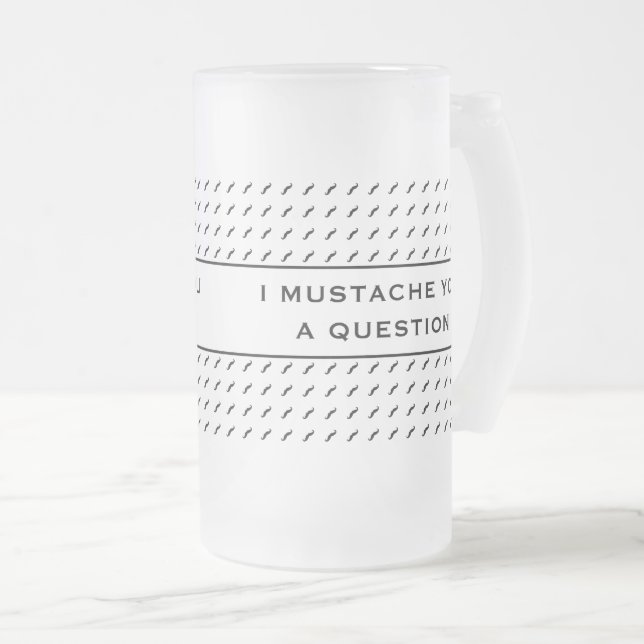 Moustache You A Question Mod Stripe Frosted Glass Beer Mug (Front Right)