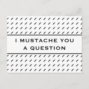 Moustache You A Question Mod Stripe Postcard