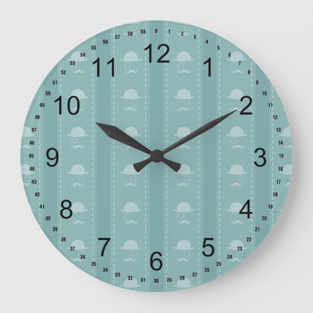 Moustaches and Hats Large Clock (Front)