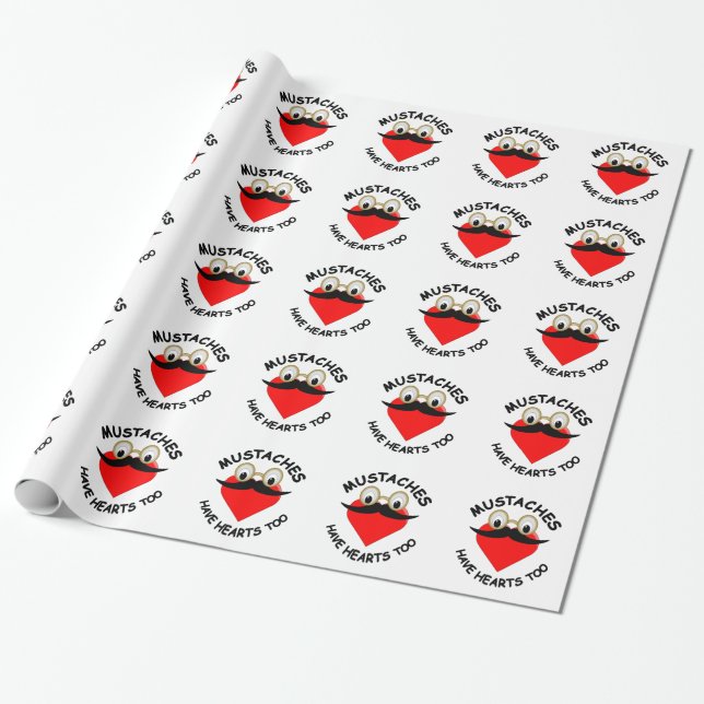 Moustaches Have Hearts Too Wrapping Paper (Unrolled)