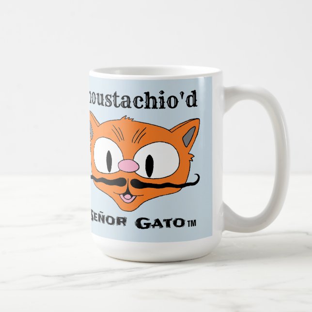 "moustachio'd" Señor Gato handlebar moustache cat Coffee Mug (Right)