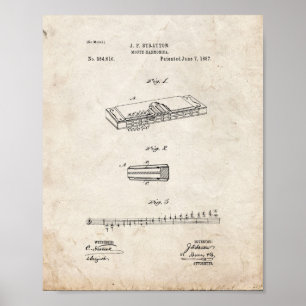 Mouth Harmonica Patent - Old Look Poster