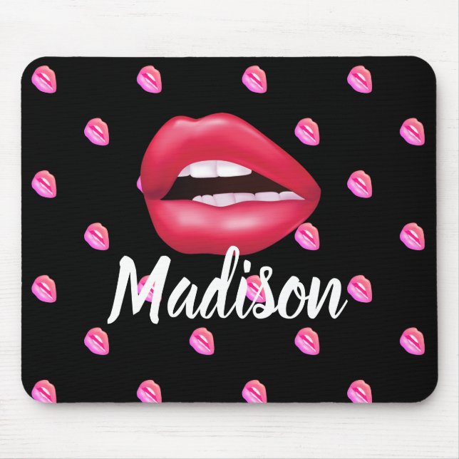 Mouth Lipstick Makeup Beauty Custom Personalized Mouse Mat (Front)