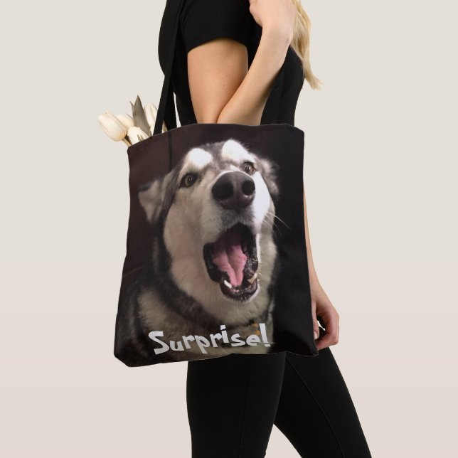 Mouth Open Alaskan Malamute Close-Up Photograph Tote Bag (Close Up)
