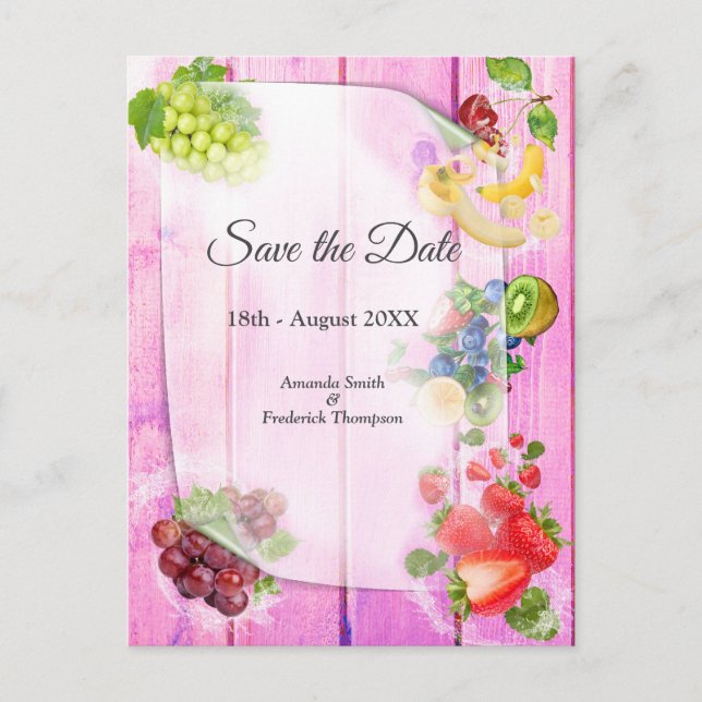 Mouth-watering Tropical Fruits Announcement Postcard (Front)