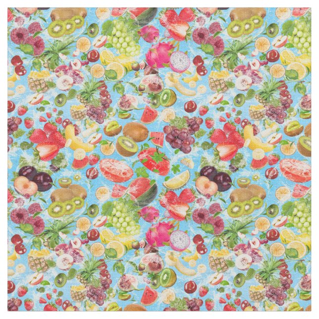 Mouth-watering Tropical Fruits repeats Fabric (Close Up)