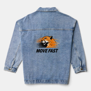 Move Fast – Cheetah Speed Motivation Shirt Denim Jacket
