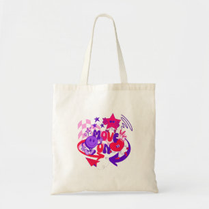 "Move On" Groovy Retro Colorful Saying  Tote Bag